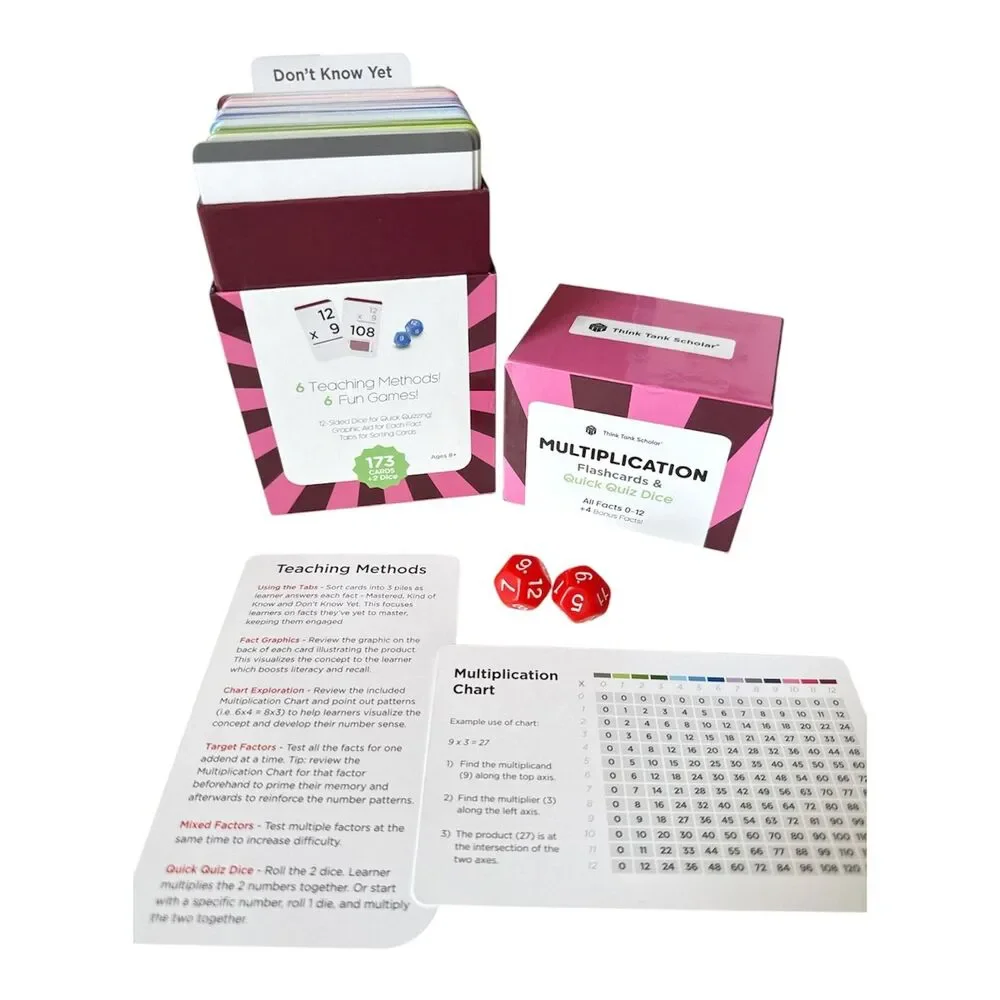 Math Flash Cards by Think Tank Scholar, Premium Set Add Subtract Multiply Divide